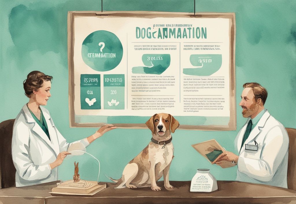 Vintage watercolor illustration of a teal-themed empathetic veterinarian holding an infographic placard on dog cremation cost breakdown.